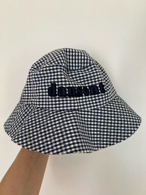 Wynken Navy & White Gingham Kids Bucket Hat